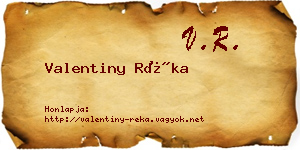 Valentiny Réka névjegykártya